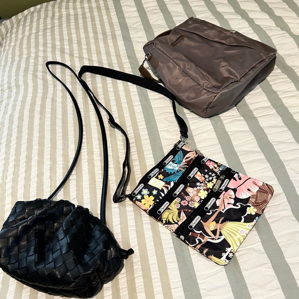 2 crossbody 1 light backpack purse